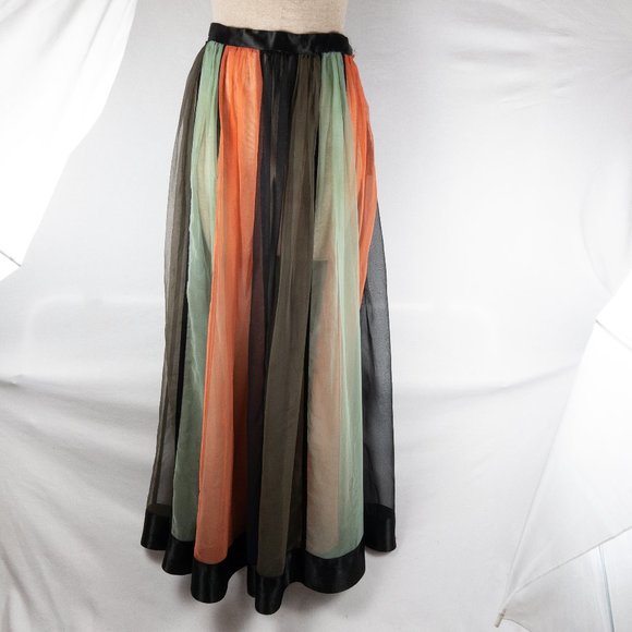 Vintage 1960s 1970s Jack Bryan Dupois Psychedelic Full Maxi Skirt Chiffon Silk - Picture 2 of 6